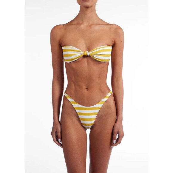 SAME LOS ANGELES Set 2pc Bikiny Swim Top Large Bottom High Weist Knotted Bandeu - Picture 1 of 11